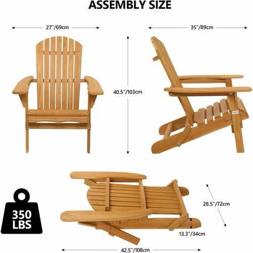 Natural wood adirondack chair - wood,